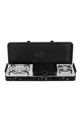 Cadac 3 Cook Turbo Deluxe Ffd İç Mekan Kullanımına Uygun Barbekü - 3 Brülörlü, Rüzgarlıklı Siyah