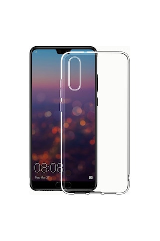 Huawei Uyumlu P20 Kılıf Zore Şeffaf Süper Silikon Kapak