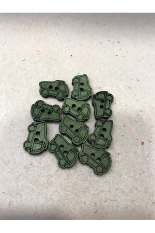 Ahşap Bebek Düğmesi 6 Adet 1,5 Cm / Yeşil