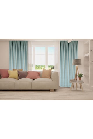 Premier Home Fon Perde 140x260 Mavi Bej Krem - Mavi