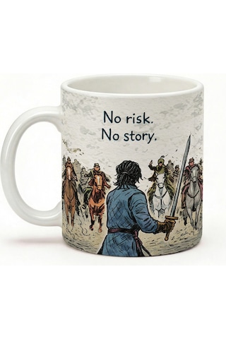 No Risk No Story Yazılı Kupa Bardak - Motivasyon Tasarım Baskılı Seramik Hediye Kupa Bardak Çok Renkli
