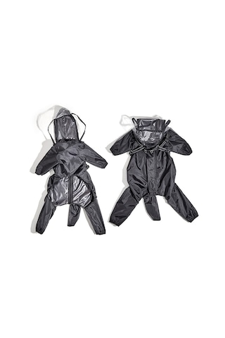 Kapüşonlu Köpek Yağmurluk Entegre Koşum Tasması -kolay Aşınma, Dört Ayaklı Tasarım, Boyut: L Siyah