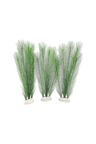 Vkemall Akvaryum Dekoru: 30cm Beyaz Tabanlı 3'lü Plastik Yapay Bitki Seti - Renkli Ve Gerçekçi Su Bitkileri