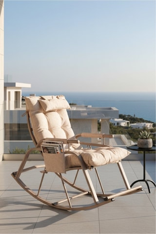 Metatek Sallanan Sandalye, Minderli Baba Koltuğu, Metal Tv Koltuğu, Dinlenme Koltuğu, Emzirme Koltuğu Krem