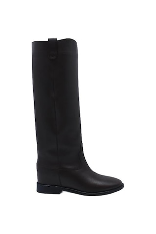 Poletto Hakiki Deri Kahve Çizme Topuklu 482 15-2259 Kahverengi