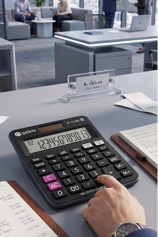 Hesap Makinesi Siyah 12x14.5 Cm 1 Adet Galaxy Gx-5120d 12 Haneli Orta Boy Ofis Büro Masaüstü Hesap Makinası