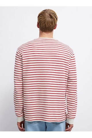 Mavi M0613157-91392 Çizgili Uzun Kollu Tişört Erkek T-shirt Kırmızı