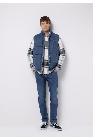 Colins Regular Fit Dik Yaka Çıtçıtlı Astarlı Erkek Mavi Yelek Cl1076649 Q1.v1 Dn43745 Denim