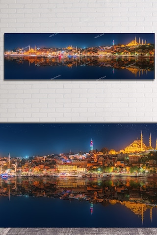 İstanbul Gece Muhteşem Manzara Kanvas Tablo 180 x 65