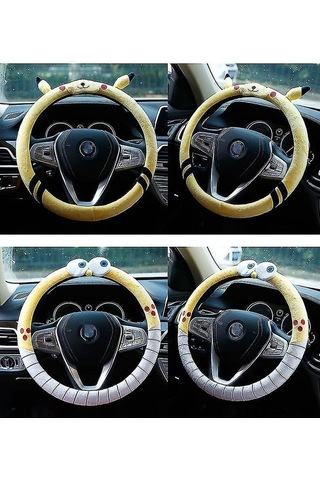 Novahub Yaratıcı Karakterli Yumuşak Direksiyon Kılıfı - Kolay Takılır, Kaymaz, Emici, Isıtıcı, 38x38cm, Araba Direksiyonu İçin Diğer