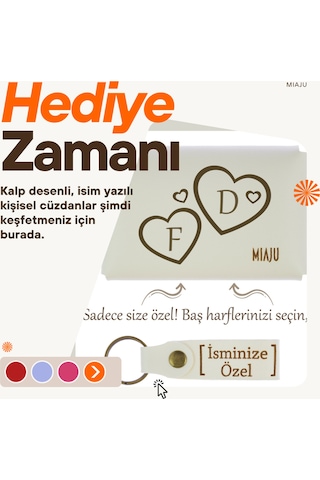 Miaju Mor Menekşe, Göktürkçe Türk Motifli, İsme Özel Tasarlanmış Cüzdan & Anahtarlık Takımı, Eşsiz Hediye Mor Menekşe Mor