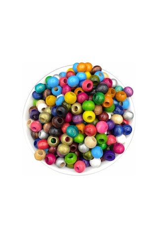 10mm Karışık Renkli Tahta,ahşap Boncuk 50gr, 160 Adet Boncuk