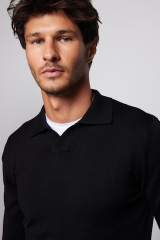 Tudors Erkek Slim Fit Dar Kesim Polo V Yaka Siyah Kazak-29106-siyah Siyah
