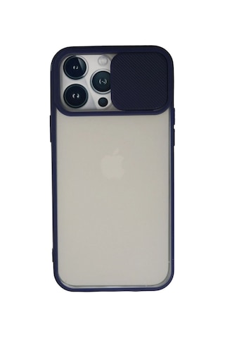 Apple İphone 13 Pro Max Kılıf Palm Buzlu Kamera Sürgülü Silikon - Lacivert