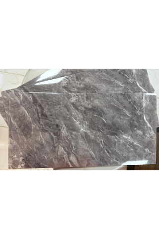 6 Adet Kendinden Yapışkanlı Dekoratif Esnek Köpük Beyaz Pvc Mermer Panel 60x30 0,18 M² Cm Mutfak Banyo Wc Gri