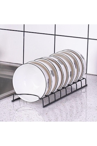 Pazly Basit Siyah Plaka Kurutma Rafı Mutfak Kapağı Organizatör Servis Tepsileri İçin Bulaşık Sepeti 56603515 Siyah