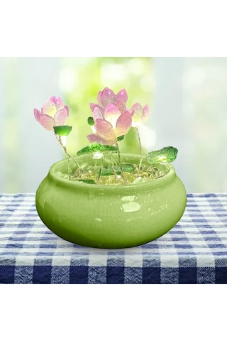 Homyl Lotus Gece Lambası Çiçeği Süs Kapalı Minimalist Masa Mor Çok Renkli