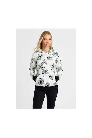 Mespu Kapüşonlu 3 İplik Kadın Sweatshirt Beyaz Mespu Kapüşonlu 3 İplik Kadın Sweatshirt Beyaz