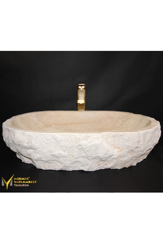 Traverten Elips Kaya Lavabo