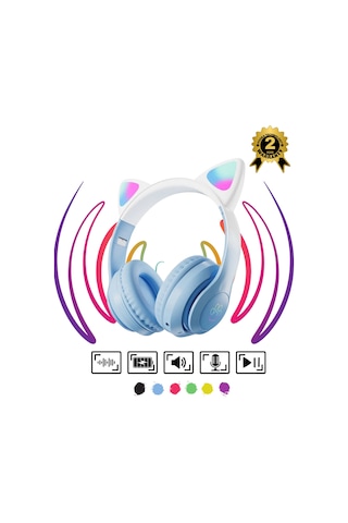 Çocuk Bluetooth Kulaklık Kedi Kulaklık Pro Akıllı Rgb Led Detaylı Bluetooth Kablosuz