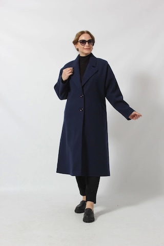 Moda Berray Mono Yaka Torba Cebli Kaşe Kaban Lacivert