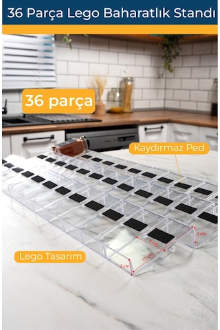 Mienda Home 36 Parça Baharatlık Şeffaf-lego Stand Çok Amaçlı Düzenleyici-mhydklego36-organizer Şeffaf