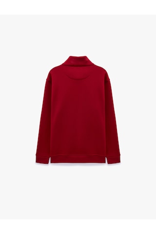 Koton Şardonlu Regular Fit Uzun Kollu Fermuarlı Yaka Sweatshirt Kırmızı 7wam70003mk
