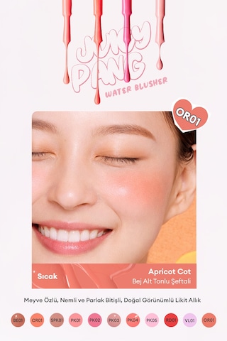 Missha A'PIEU Juicy-Pang Water Blusher Doğal Görünüm Sunan Nemlendirici Likit Allık 9 G - OR01