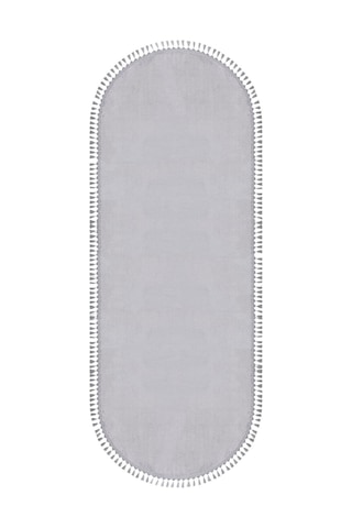 Vl Oval Comfort Overloklu Peluş Yolluk Açık Gri Oval Gri Ponpon