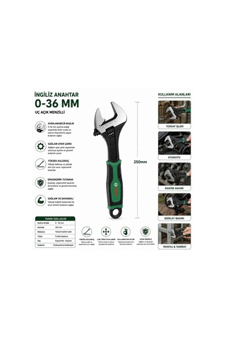 10 İnç 250 Mm İngiliz Anahtarı Ve Kurbağacık 6 Parça Set