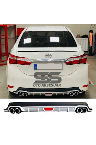 Toyota Corolla 2013-2018 Difüzör Arka Tampon Eki 4 Egzoz Çıkışlı Gri Tip