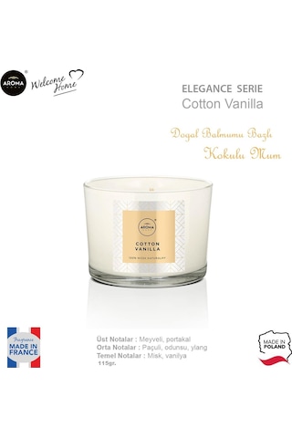 Aroma Home Elegance Kokulu Mum Cotton Vanilla 115 G