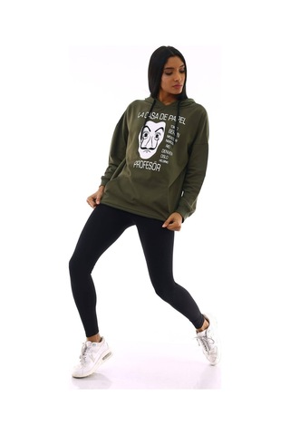 Gugus Basic Kapüşonlu Sweatshirt Hakii