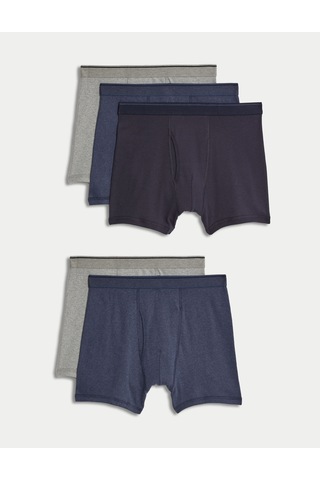 Marks & Spencer Saf Pamuklu 5'li Cool & Fresh Trunk Seti T14004843f Mavi
