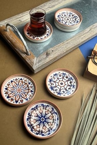 Tabakevi Tabak Evi Stoneware Mozaik Red Sefa 6 Lı Çay Tabağı 10cm Çok Renkli