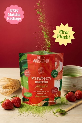 Strawberry Matcha Powder - Çilek Aromalı Matcha Tozu Doypack, 25 Gr