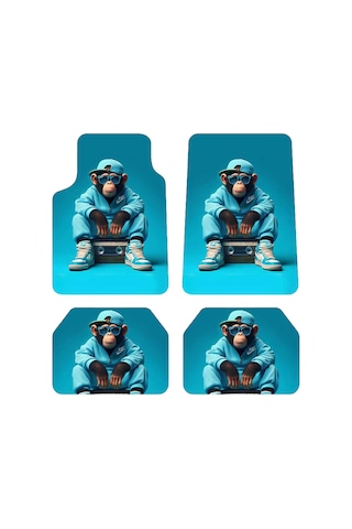 Oem Cool Chimp Hip-hop Maymun Tasarımlı Dijital Baskılı 4 Parça Üniversal Halı Paspas Seti
