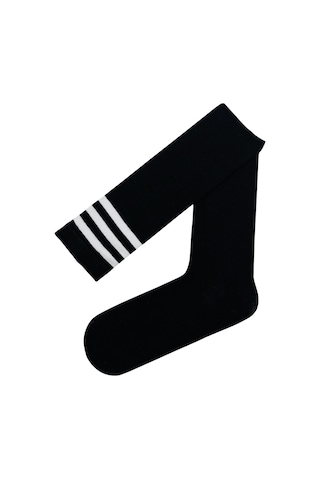 Carnaval Socks 2'li Siyah Ve Beyaz 3'lü Şerit Desenli Diz Üstü Çorap Çok Renkli