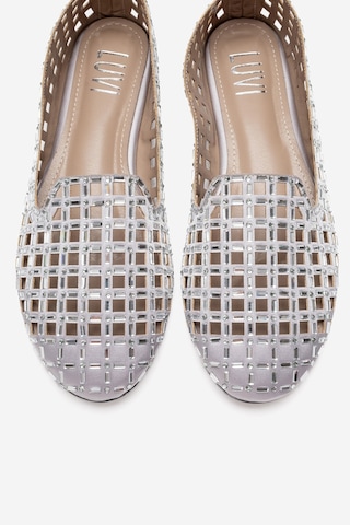 Luvishoes Sılva Gümüş Taşlı Kadın Babet Ayakkabı Gümüş