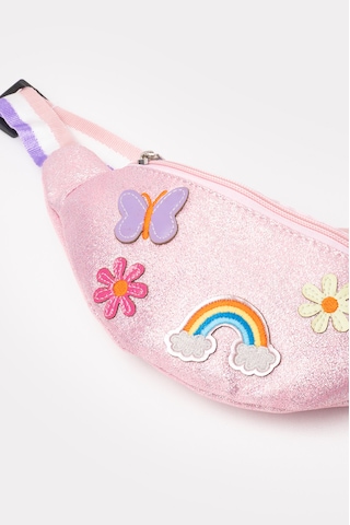 İcone Bag Kız Çocuk Kelebek, Çicek Detaylı Fermuarlı Bel Çantası, Çocuk Bel Çantası Pembe