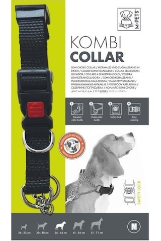 M-pets Kombi 2in1 Köpek Eğitim Tasması Siyah M