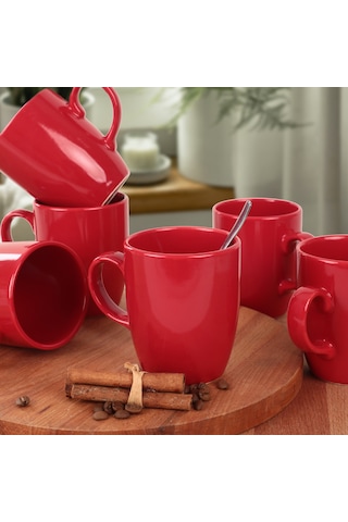 Keramika Kırmızı Bulut Kupa 9 Cm 6 Adet