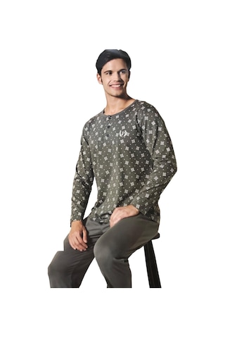 Pijadore Erkek Gri Pamuklu Uzun Kollu Pamuklu Pijama Takımı 1757 Gri