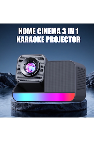 3 Ü 1 Arada Ev Sineması & Karaoke Rgb Projeksiyon 2 Mikrofon + Bluetooth Hoparlör Entegre