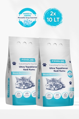 Foodline Marsilya Sabunu Kokulu İnce Taneli Bentonit Topaklaşan Kedi Kumu 2 x 10 L