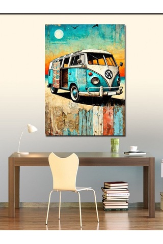 Kanvas Tablo Retro Minibüs Ve Yolculuk 70cmx100cm