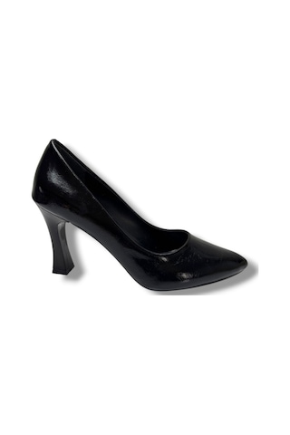 C-shoes 349-26 Kırışık Rugan Deri Kadın Stiletto Siyah
