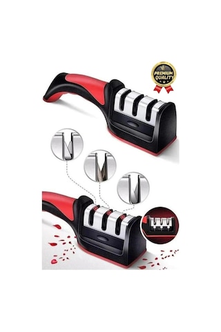 Profesyonel Ergonomik Pratik Keskin Paslanmaz Çelik Şef Mutfak 3 Kademeli Kolay Bıçak Bileme Aleti