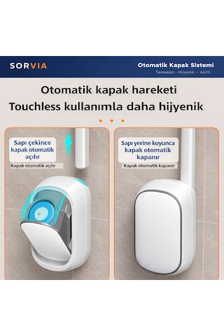 Kullan At Deterjanlı 6'lı Sünger Başlıklı Tuvalet Fırçası Seti Hijyenik Wc Temizlik Fırçası Beyaz