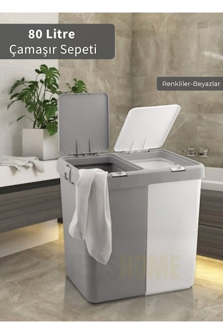 Jet's Home 6'lı Banyo Seti Çamaşır Sepeti Katlanır Badya Katlanır Kova Katlanır Maşrapa Bpa Free Beyaz - Gri